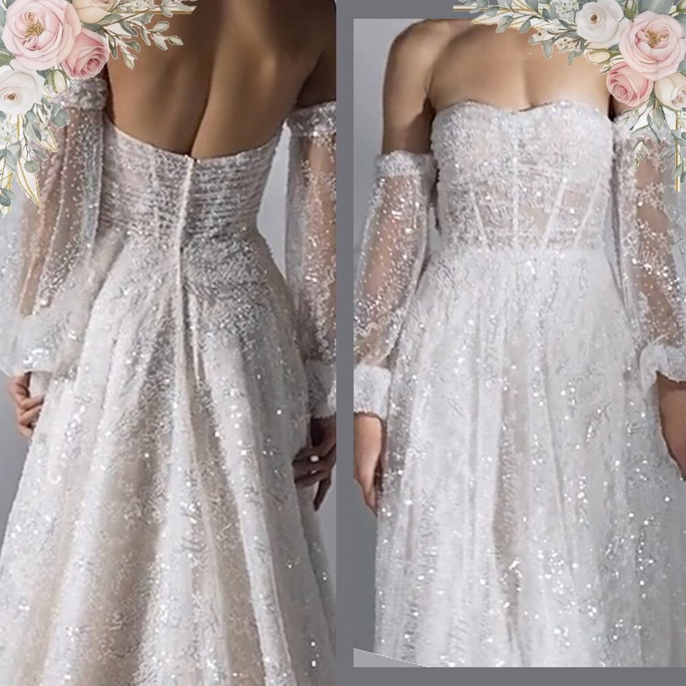 Justin Alexander Signature Strapless A-Line Full Beaded 16 SEE SIZE CHART - Picture 3 of 10